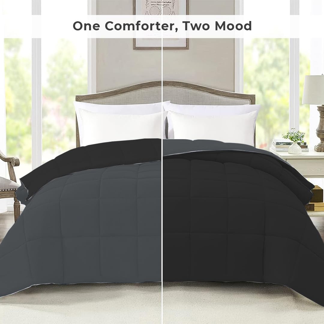 Reversible Comforter Single / Double Bed 110 GSM (Black Olive + Iron Gate)