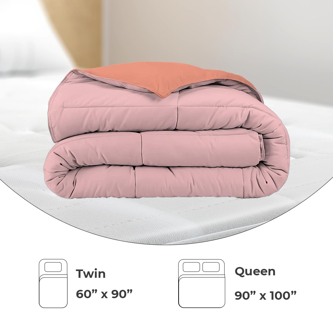 Reversible Comforter Single / Double Bed 110 GSM, Crystal Rose + Candy Pink