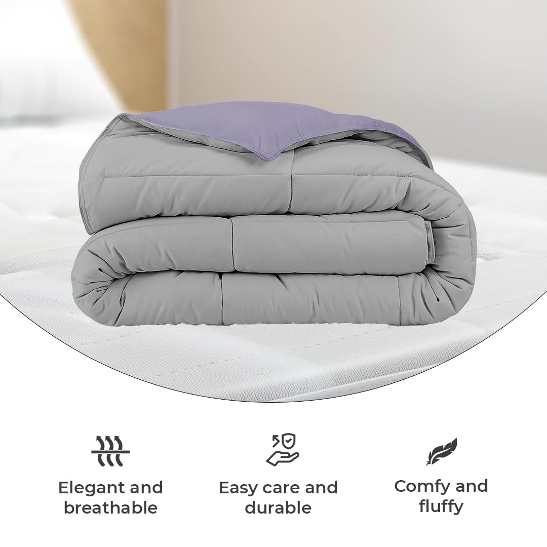 Reversible Comforter Single / Double Bed 110 GSM, Ash Grey + Wisteria