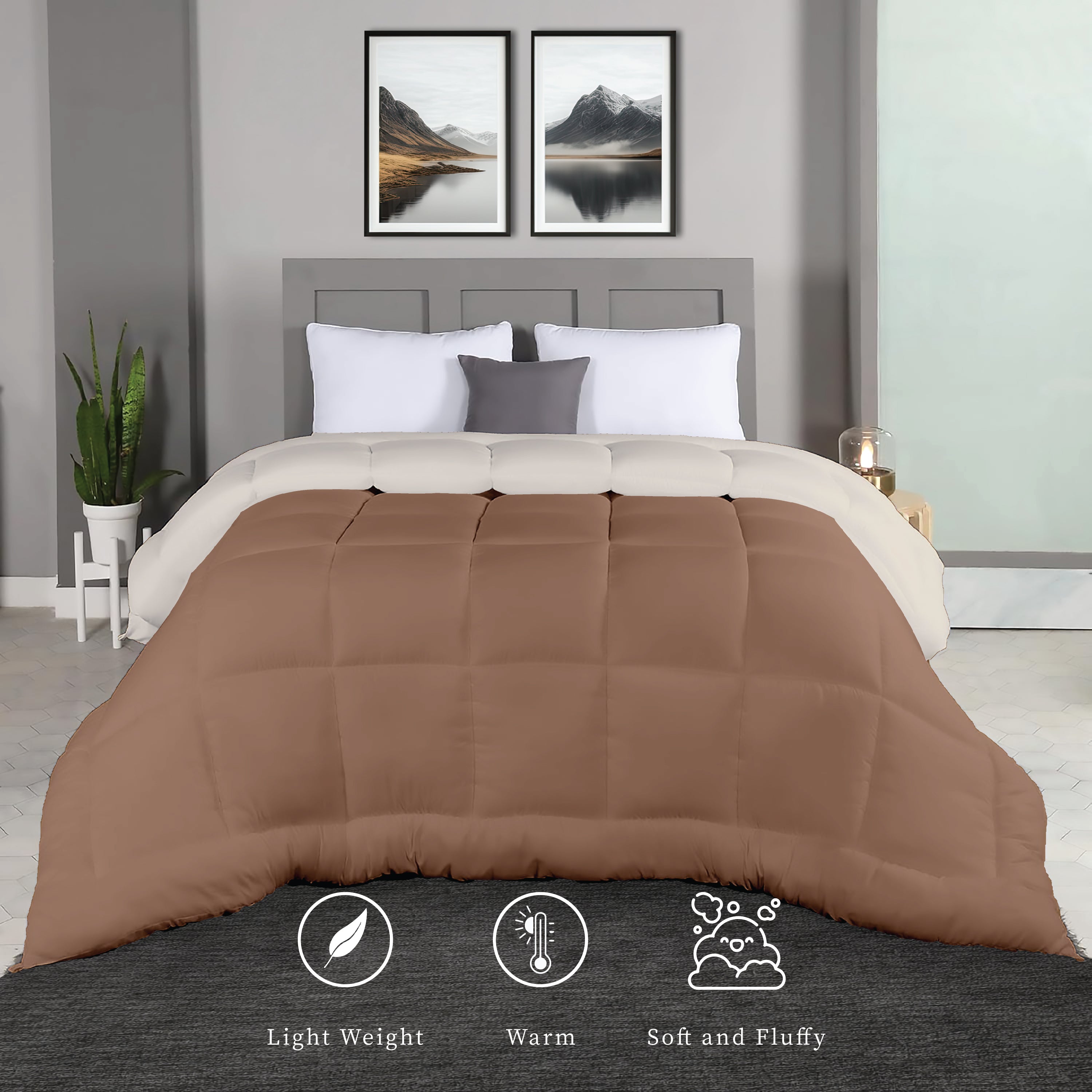 Plush Reversible Comforter Down Alternative - Almond Milk + Egg Nog