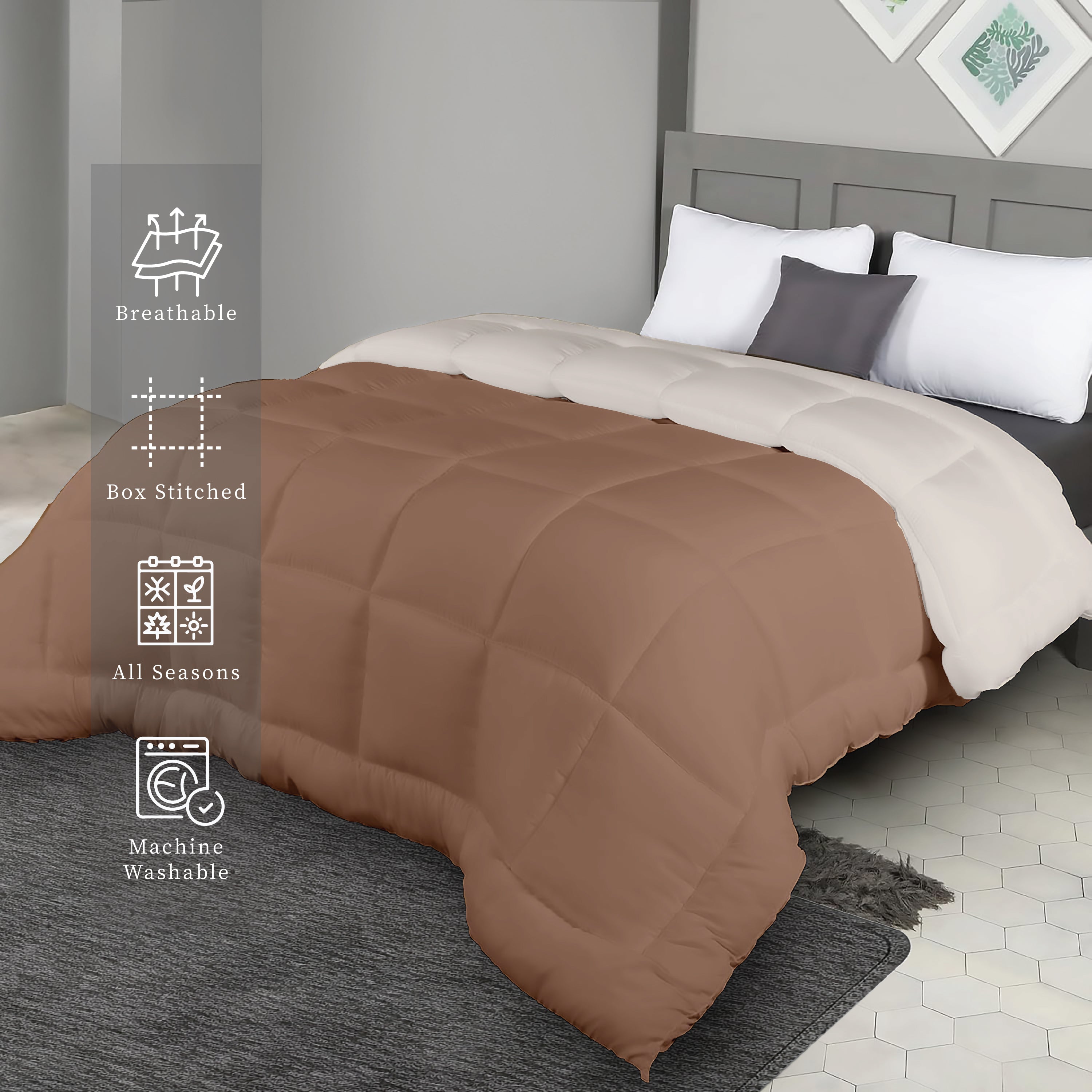 Plush Reversible Comforter Down Alternative - Almond Milk + Egg Nog