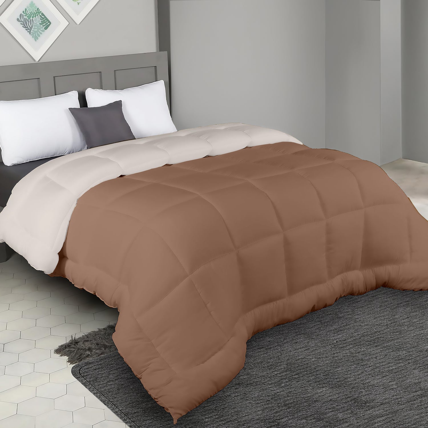 Plush Reversible Comforter Down Alternative - Almond Milk + Egg Nog