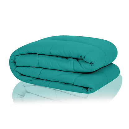 Plush Reversible Comforter Down Alternative, Aqua Blue + Egg Nog