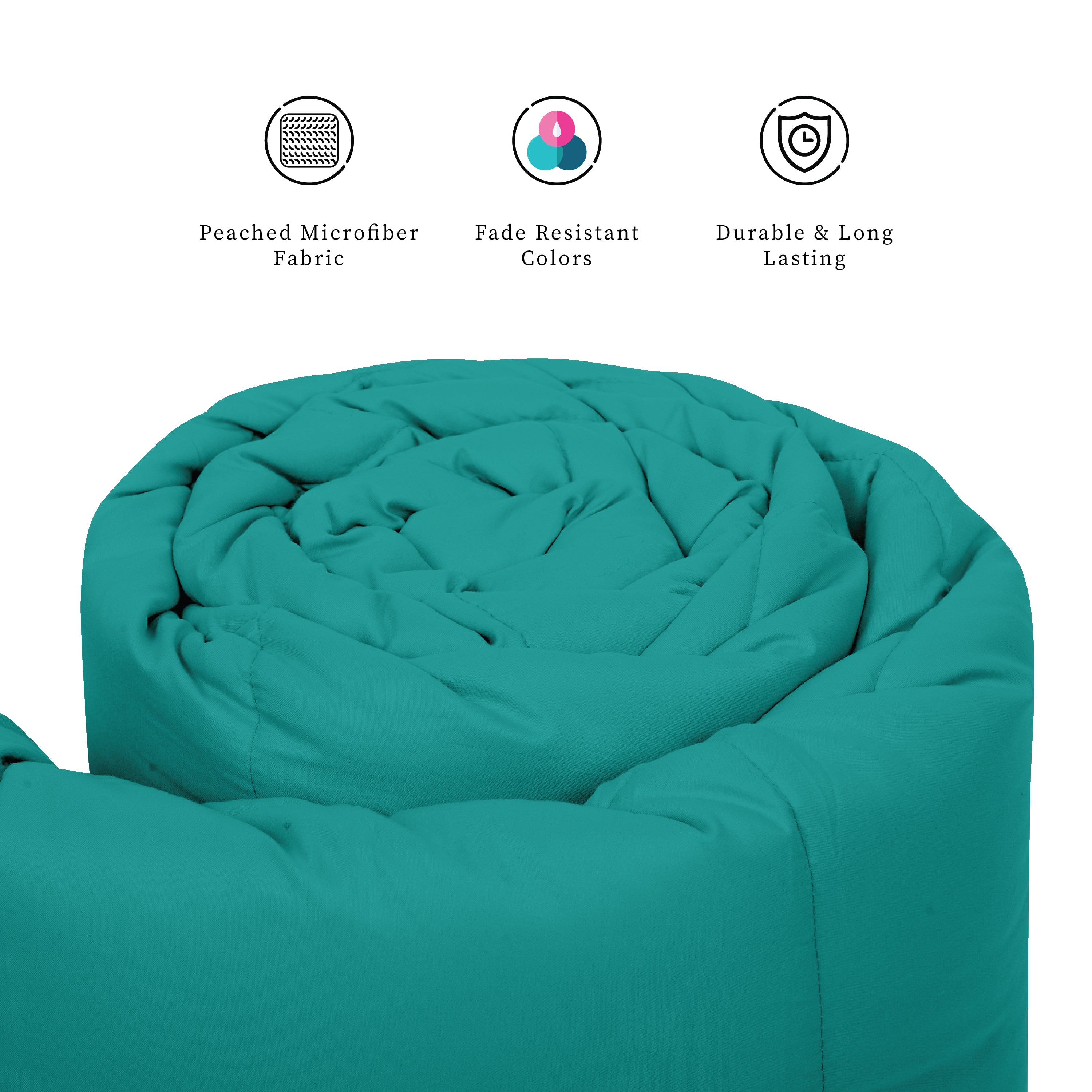 Plush Reversible Comforter Down Alternative, Aqua Blue + Egg Nog