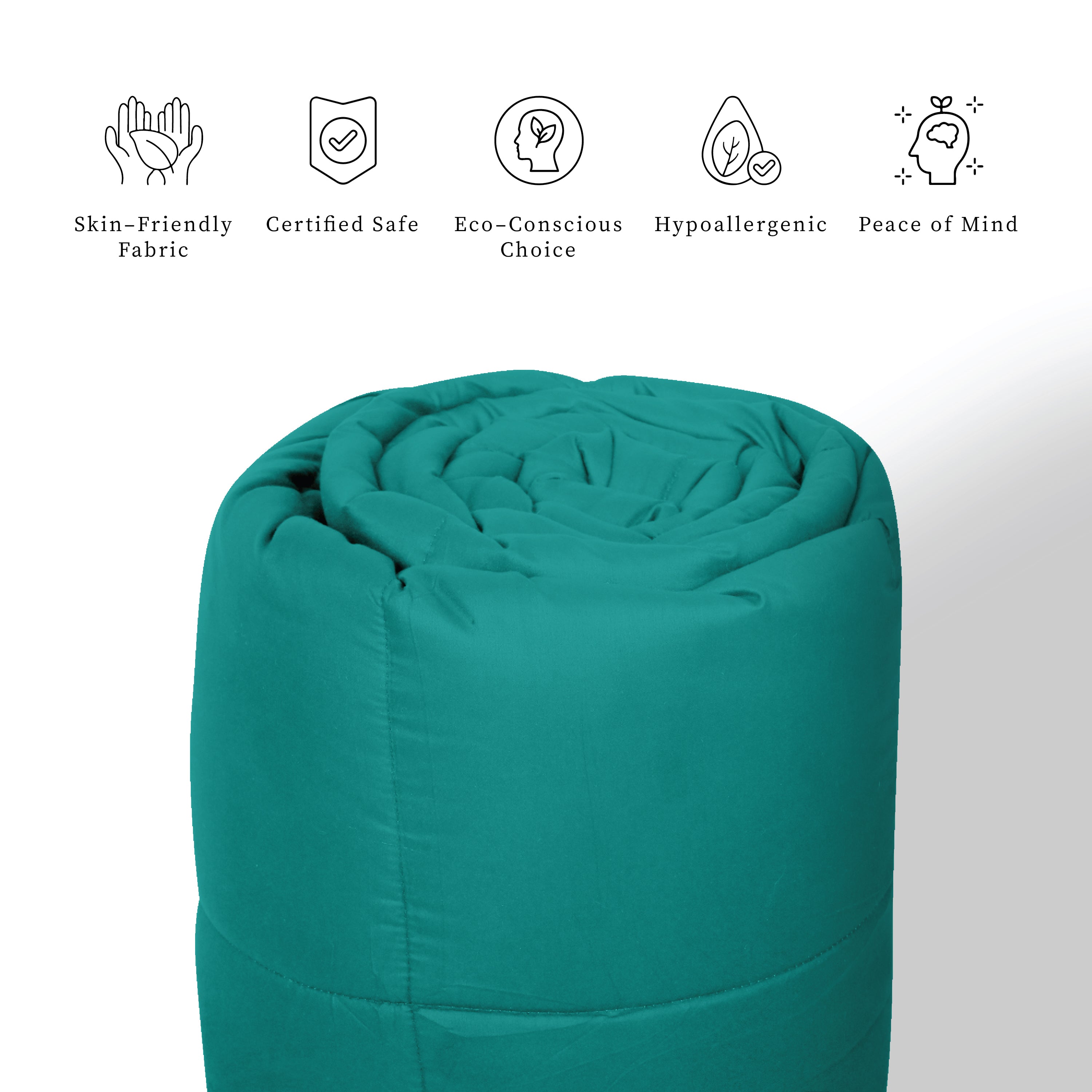 Plush Reversible Comforter Down Alternative, Aqua Blue + Egg Nog