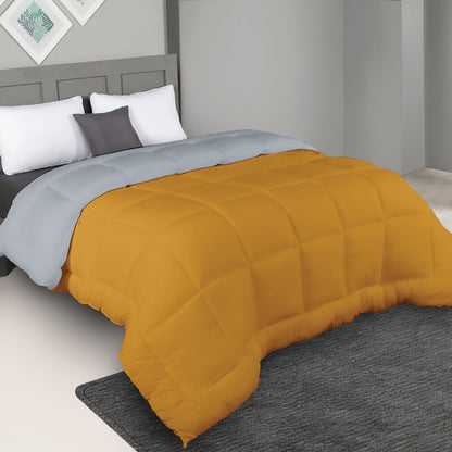 Plush Reversible Comforter Down Alternative, Ash Grey + Chai Tea