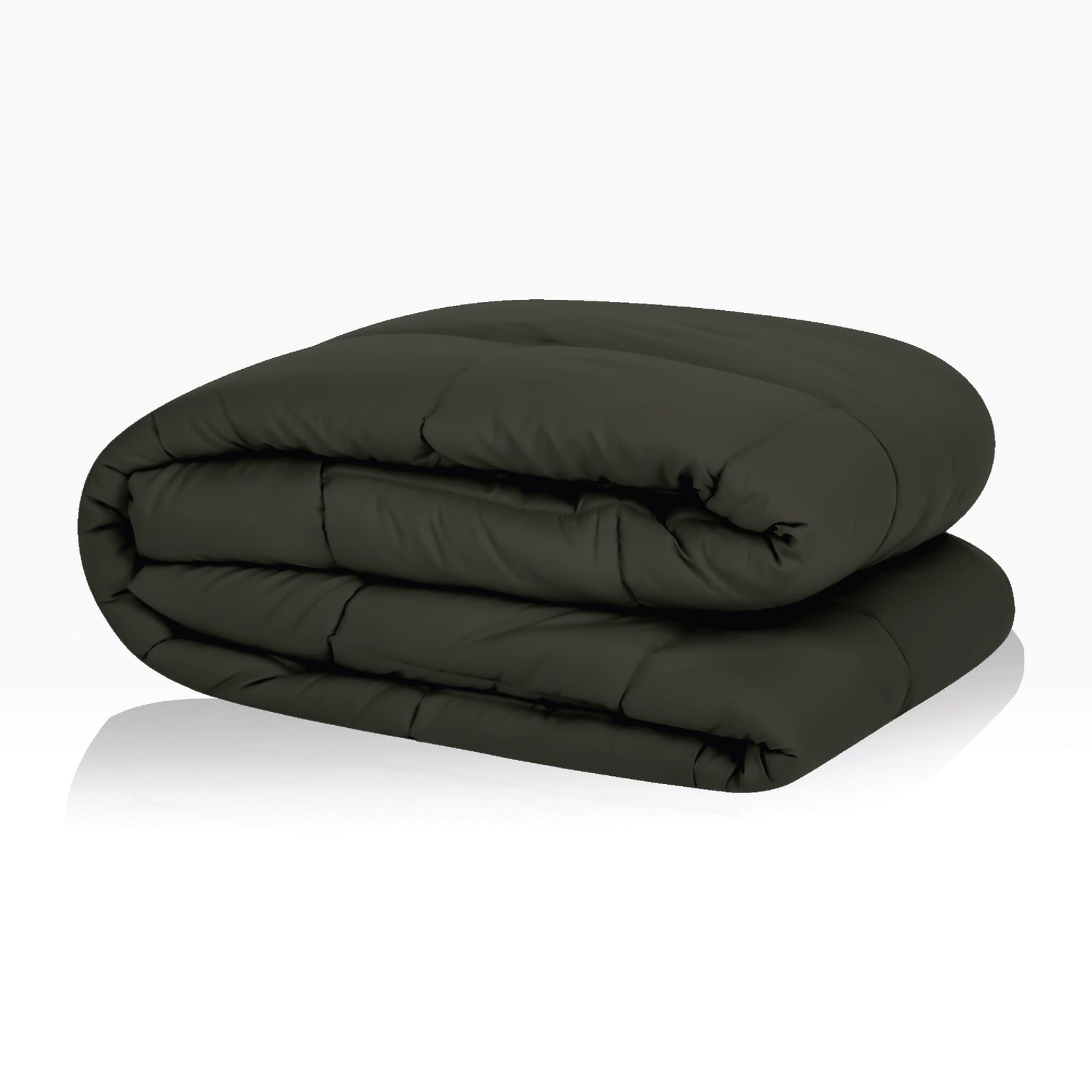 Plush Reversible Comforter Down Alternative, Black Olive + Iron Gate