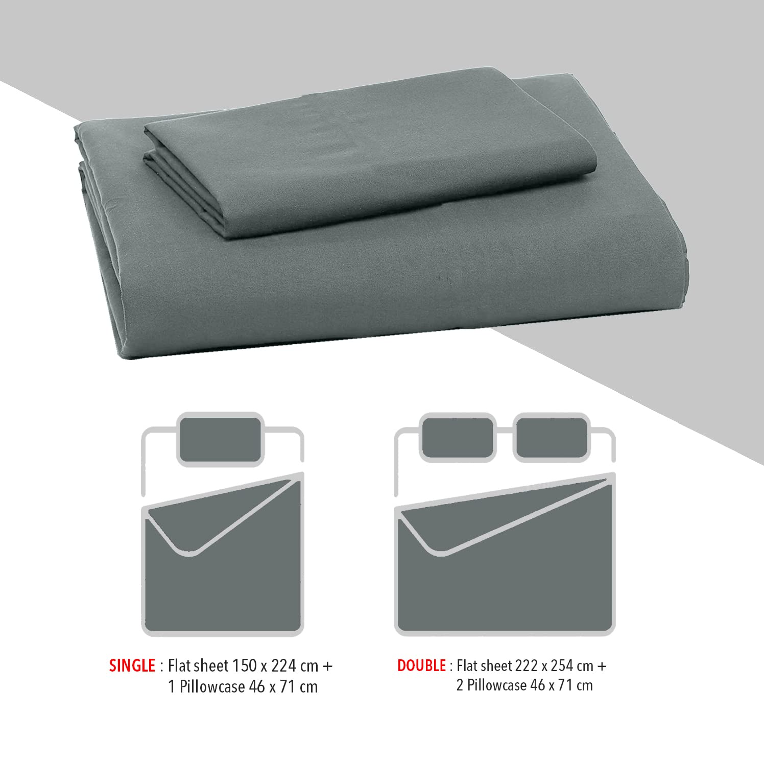 Bedsheet Single / Double Bed, Grey