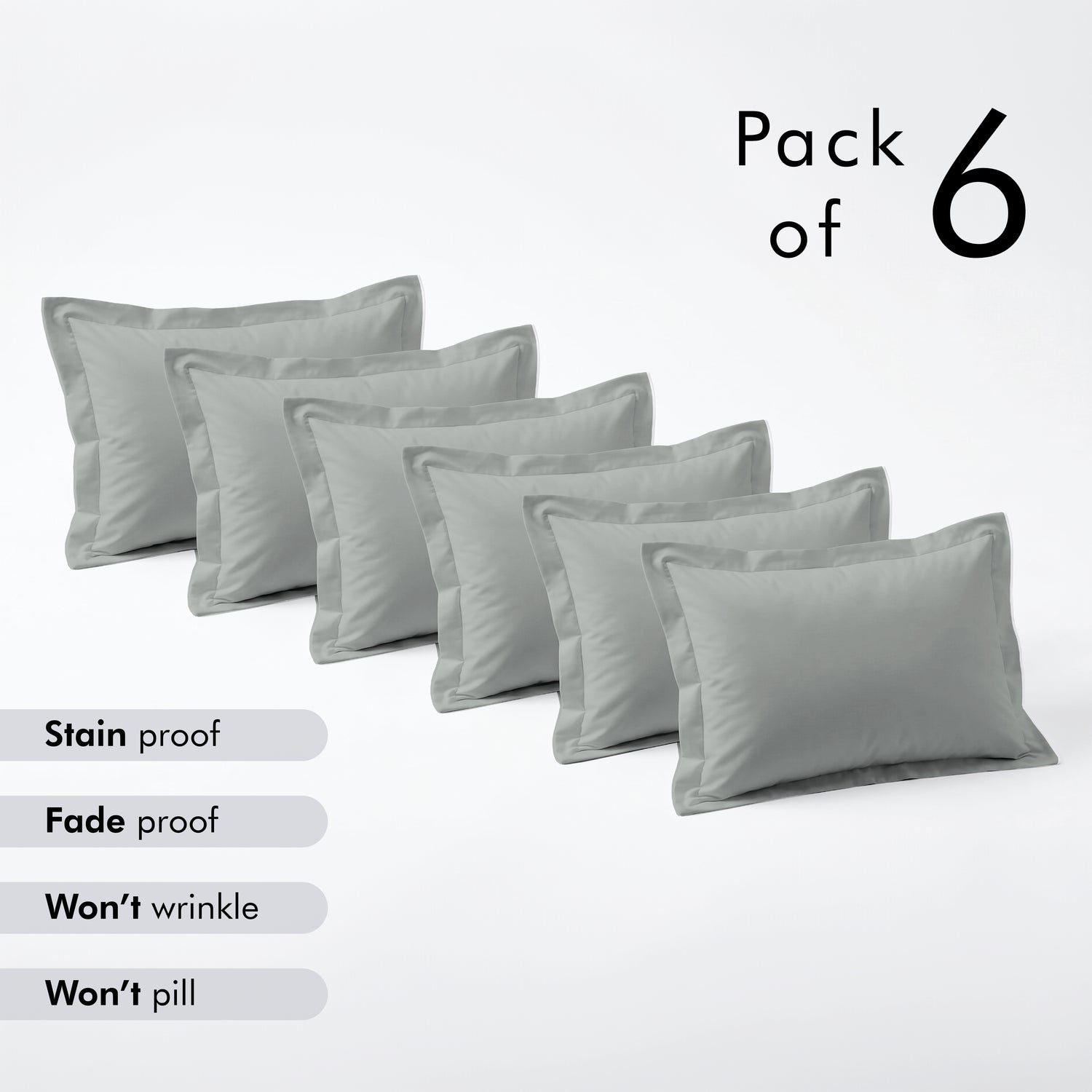 Classic Percale Cotton Pillow Cover Set of 6 Pcs
