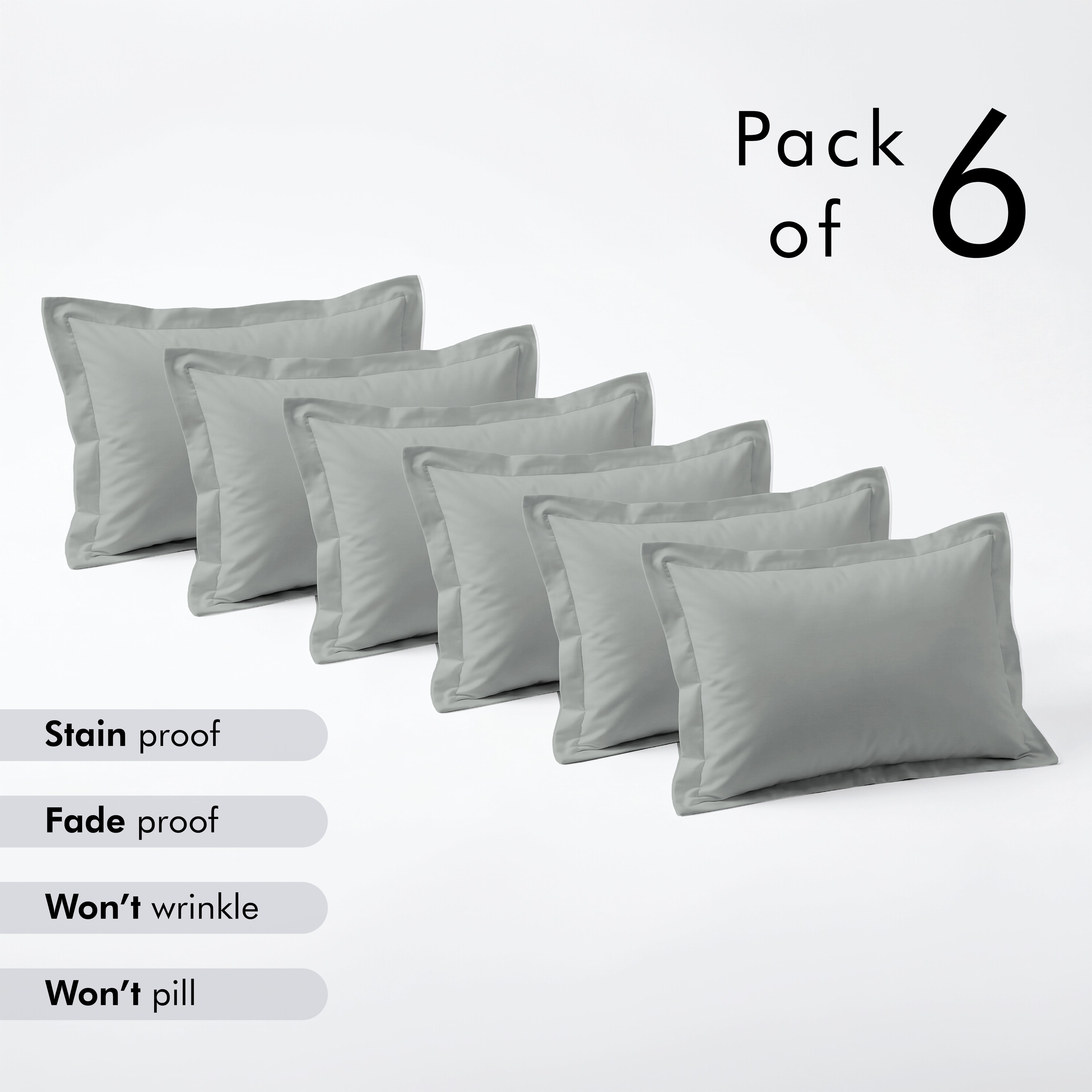 Classic Percale Cotton Pillow Cover Set of 6 Pcs