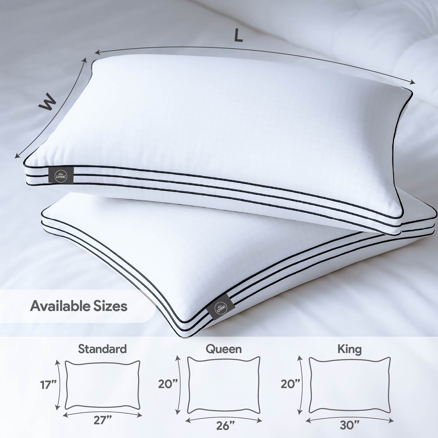 White Story Hybrid Anti Stress Foam Pillow , 17 X 27&quot;, White - Twin Pack