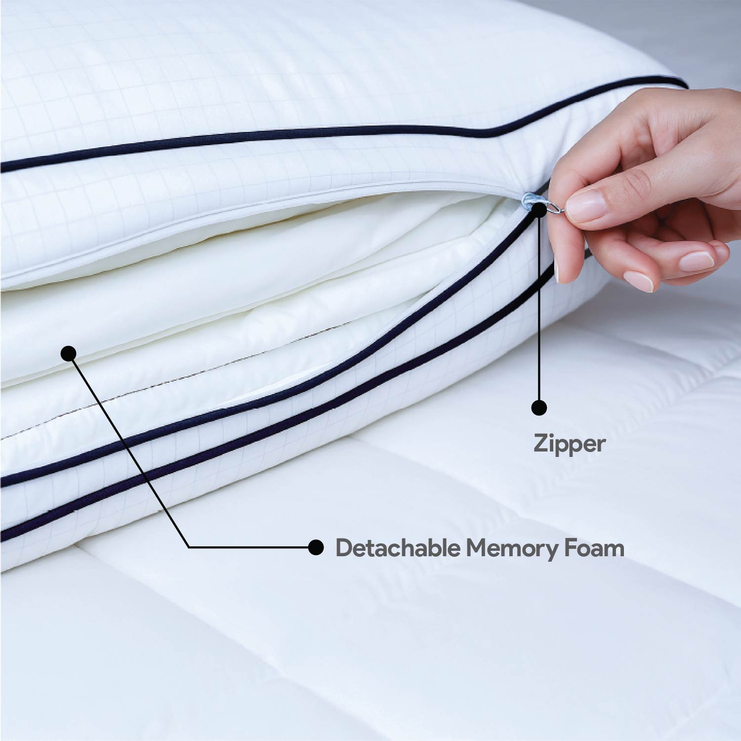 White Story Hybrid Anti Stress Foam Pillow , 17 X 27&quot;, White - Twin Pack