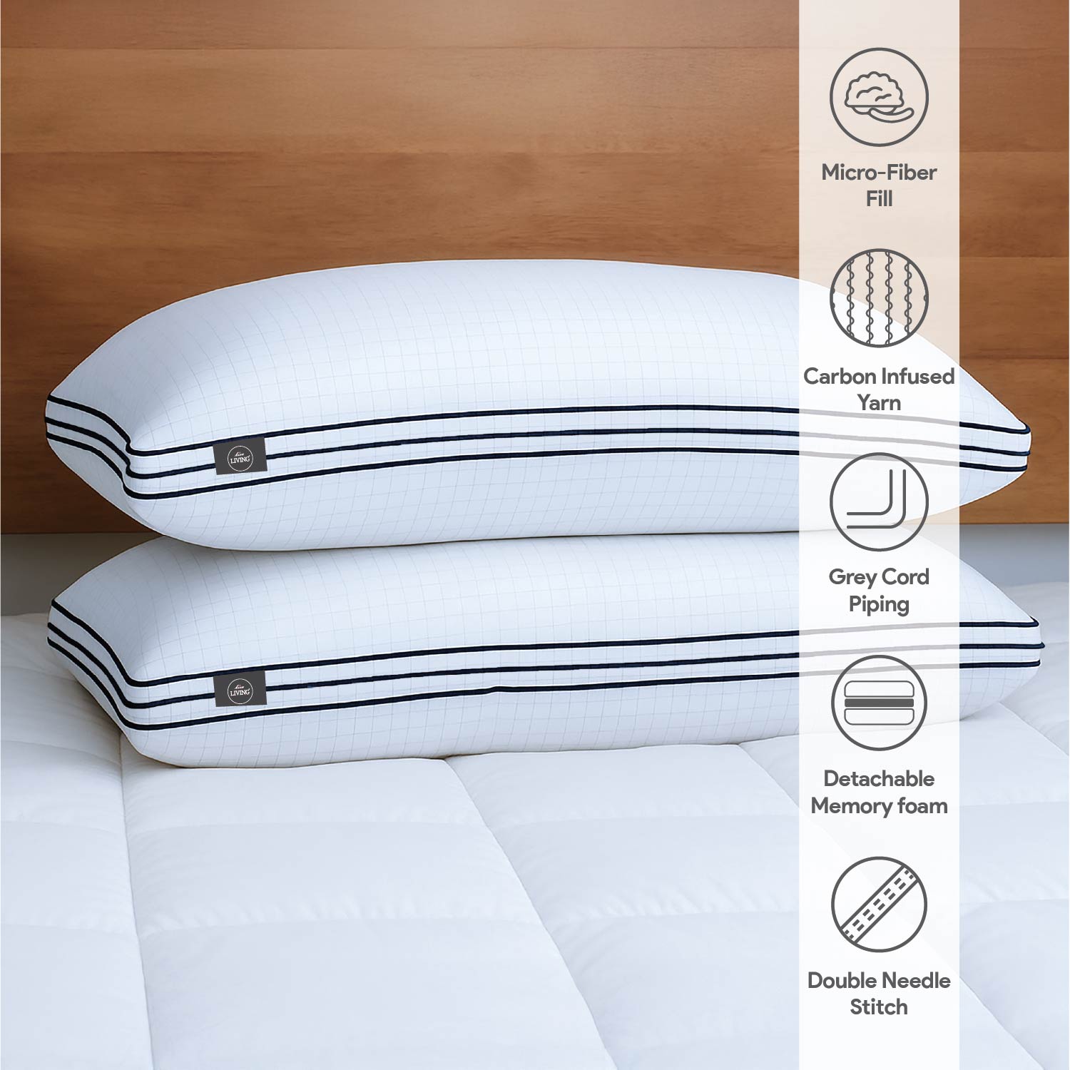 White Story Hybrid Anti Stress Foam Pillow , 17 X 27&quot;, White - Twin Pack