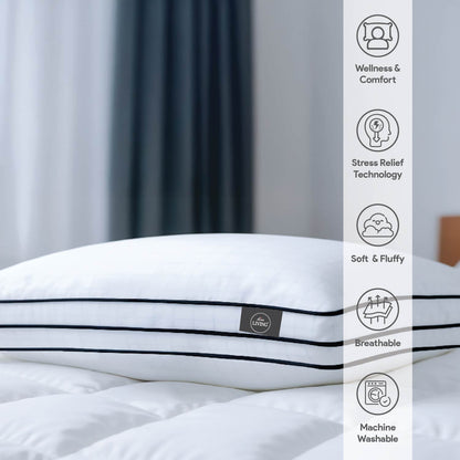 White Story Hybrid Anti Stress Foam Pillow , 17 X 27&quot;, White - Twin Pack