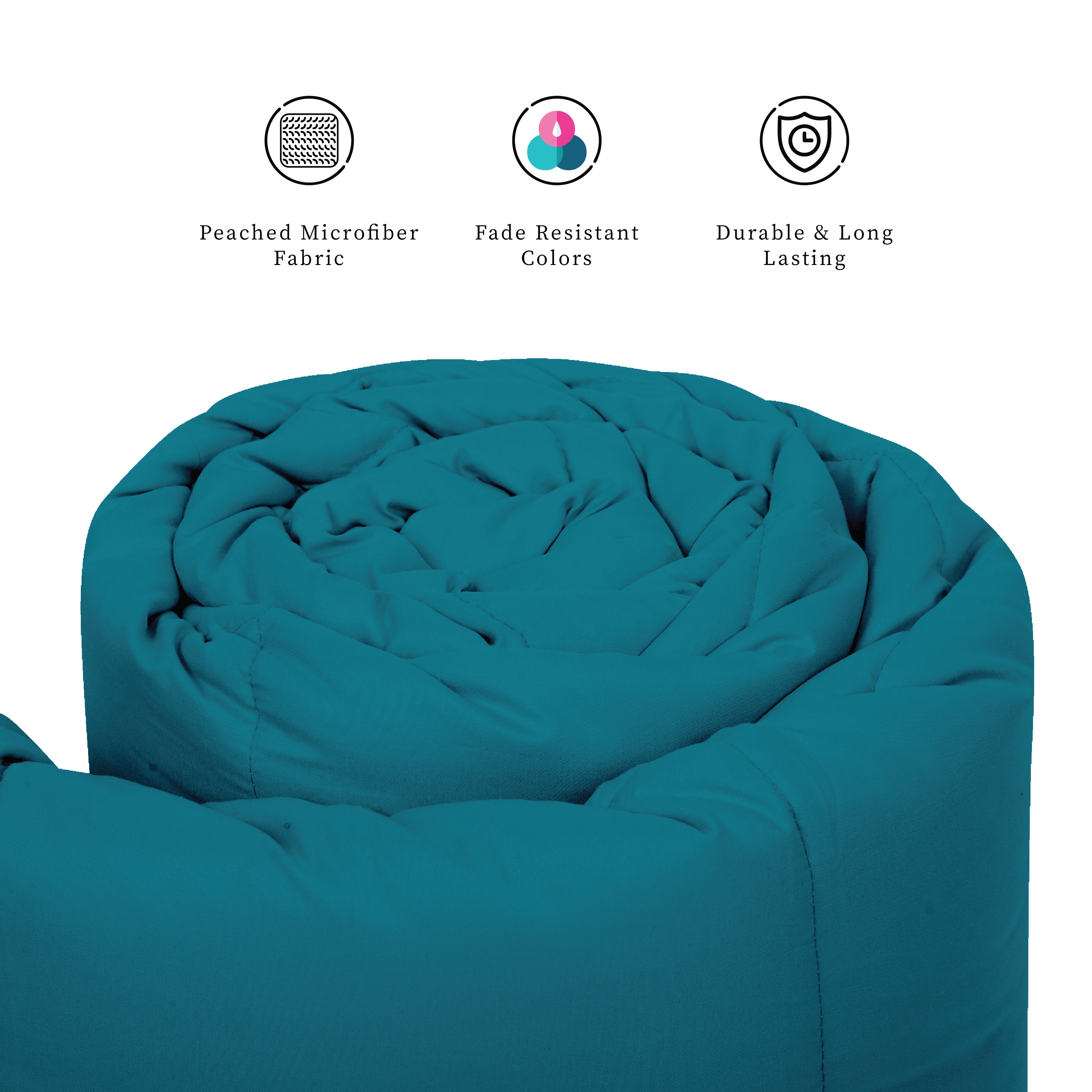 Plush Reversible Comforter Down Alternative, Ocean Blue + Egg Nog