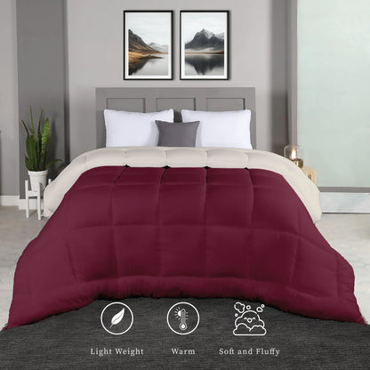 Plush Reversible Comforter Down Alternative, Rumba Red + Egg Nog