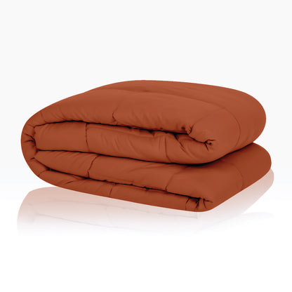 Plush Reversible Comforter Down Alternative, Rust + Sandy Beige