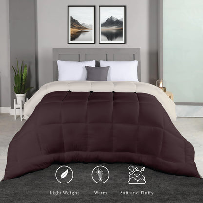 Plush Reversible Comforter Down Alternative, Shaved Chocolate + Egg Nog