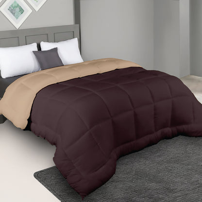 Plush Reversible Comforter Down Alternative, Shaved Chocolate + Sandy Beige