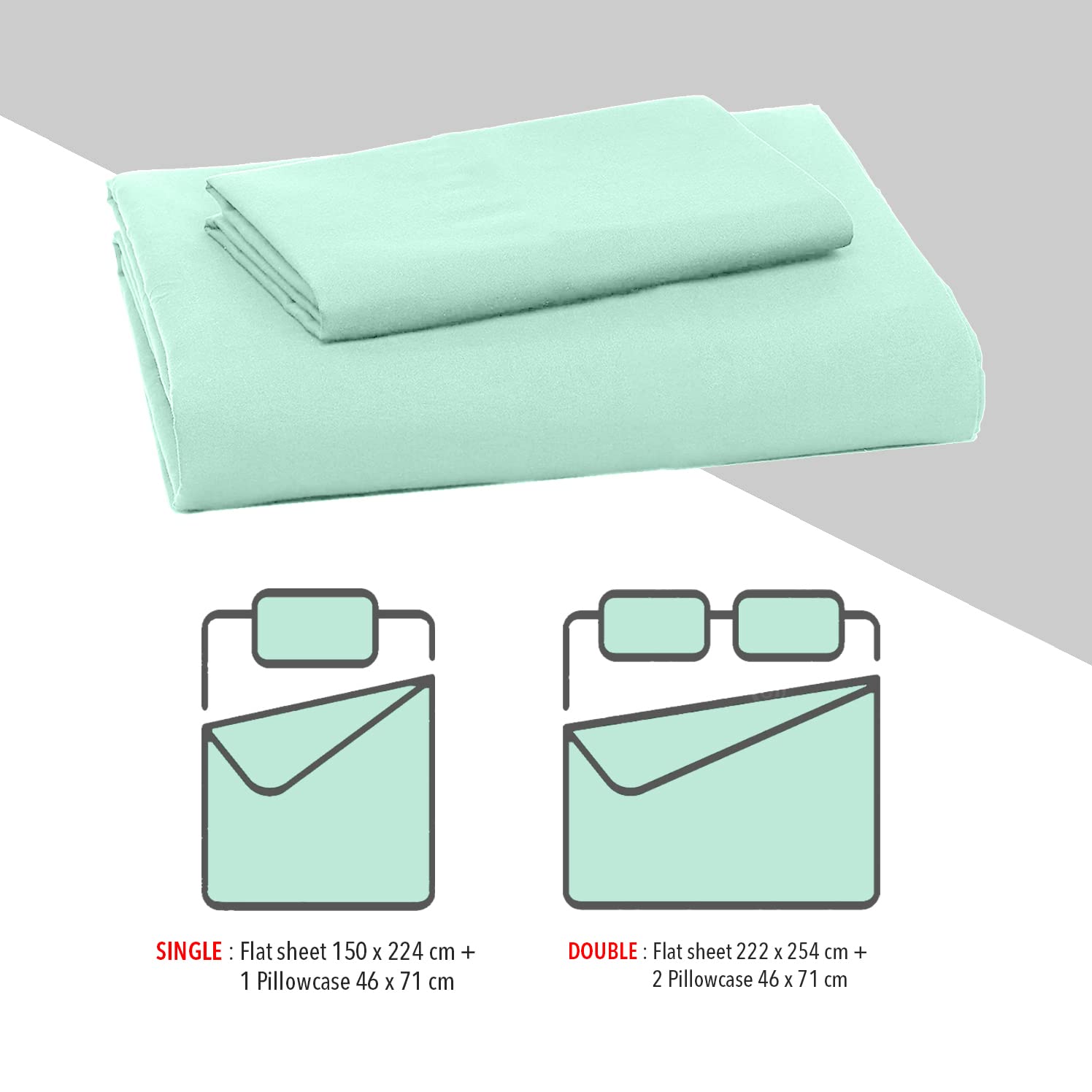 Bedsheet Single / Double Bed, Sea Foam Green