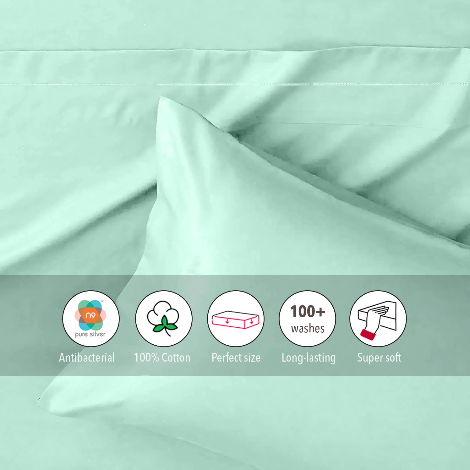 Bedsheet Single / Double Bed, Sea Foam Green