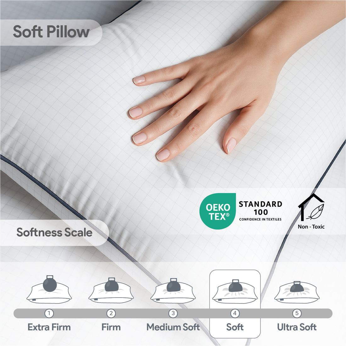 White Story Anti Stress Pillow, White - Twin Pack