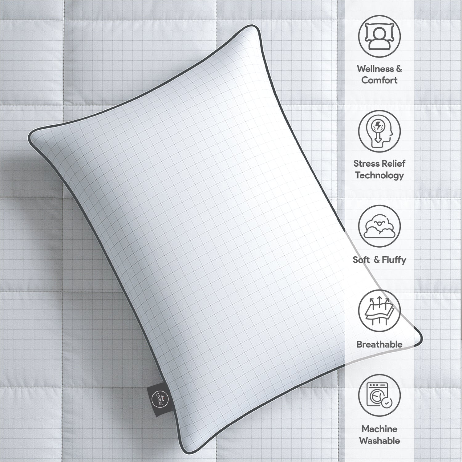 White Story Anti Stress Pillow, White - Twin Pack
