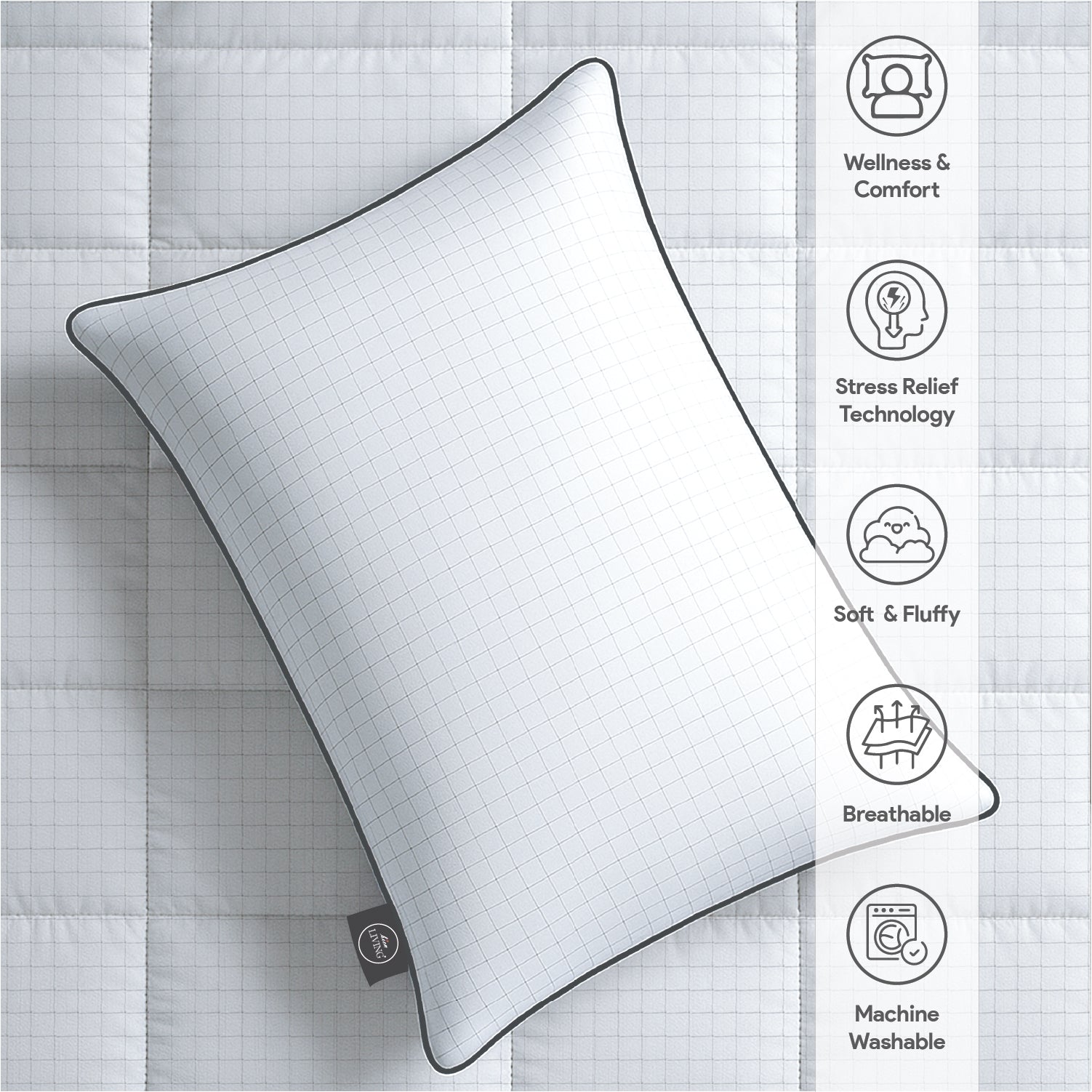 White Story Anti Stress Pillow, White - Twin Pack