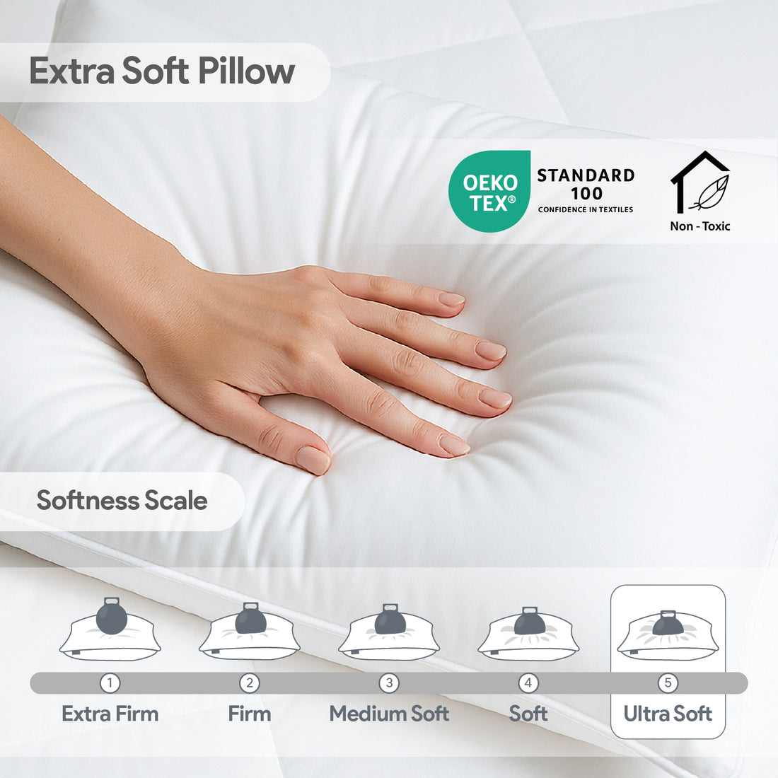 White Story Luxe Pearl Plush Pillow, White - Twin Pack