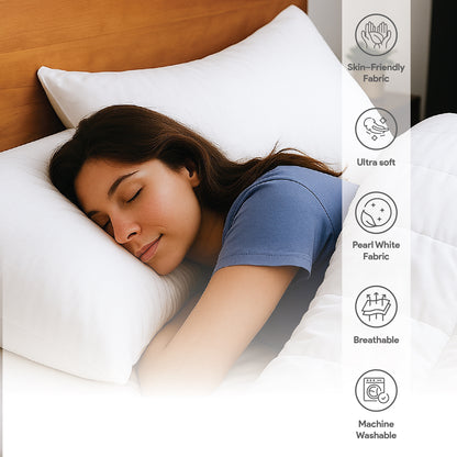 White Story Luxe Pearl Plush Pillow, White - Twin Pack