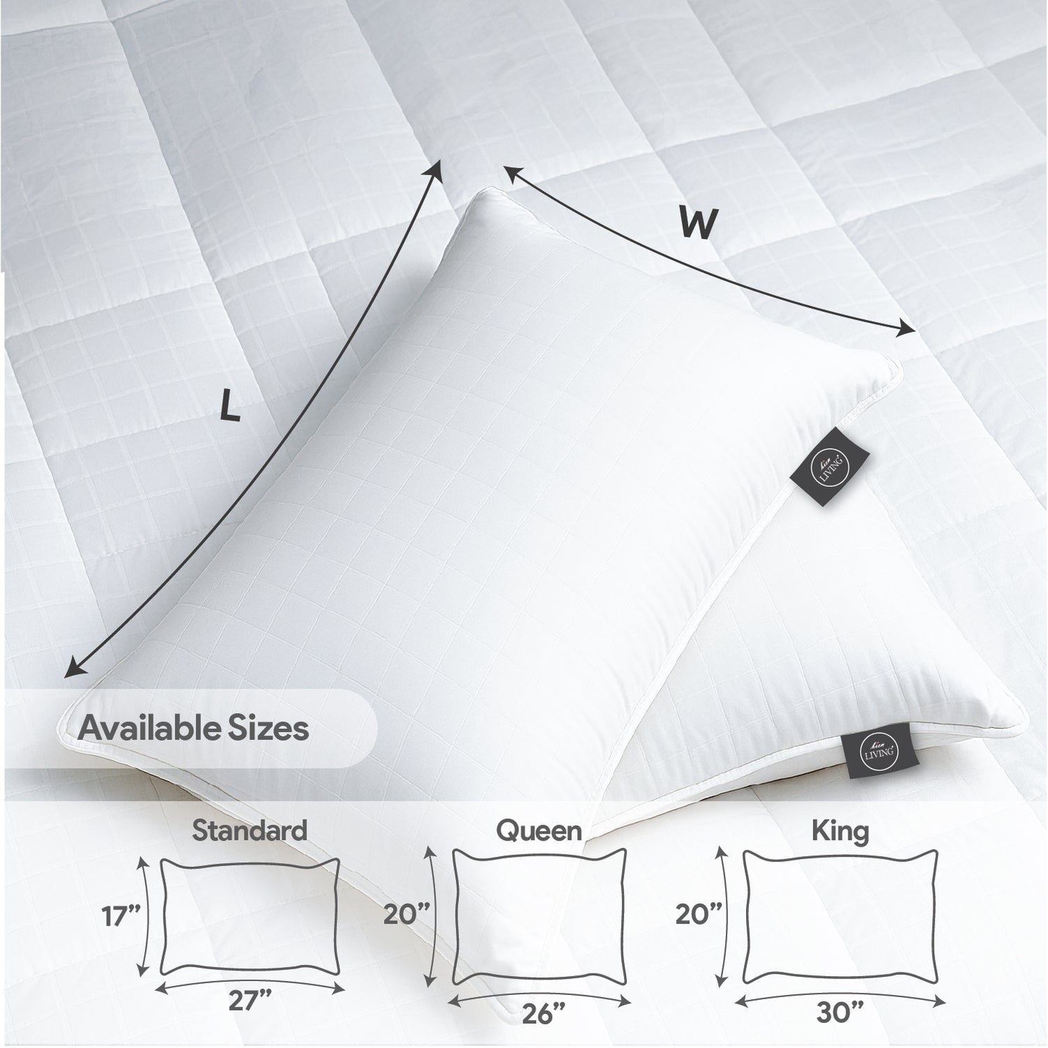 White Story Regency Check Pillow, White - Twin Pack