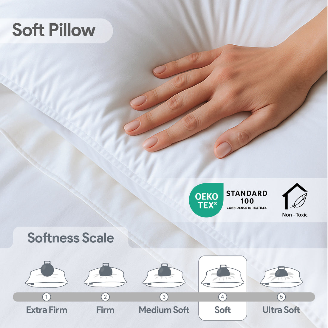 White Story Down Alternative Pillow, White -Twin Pack