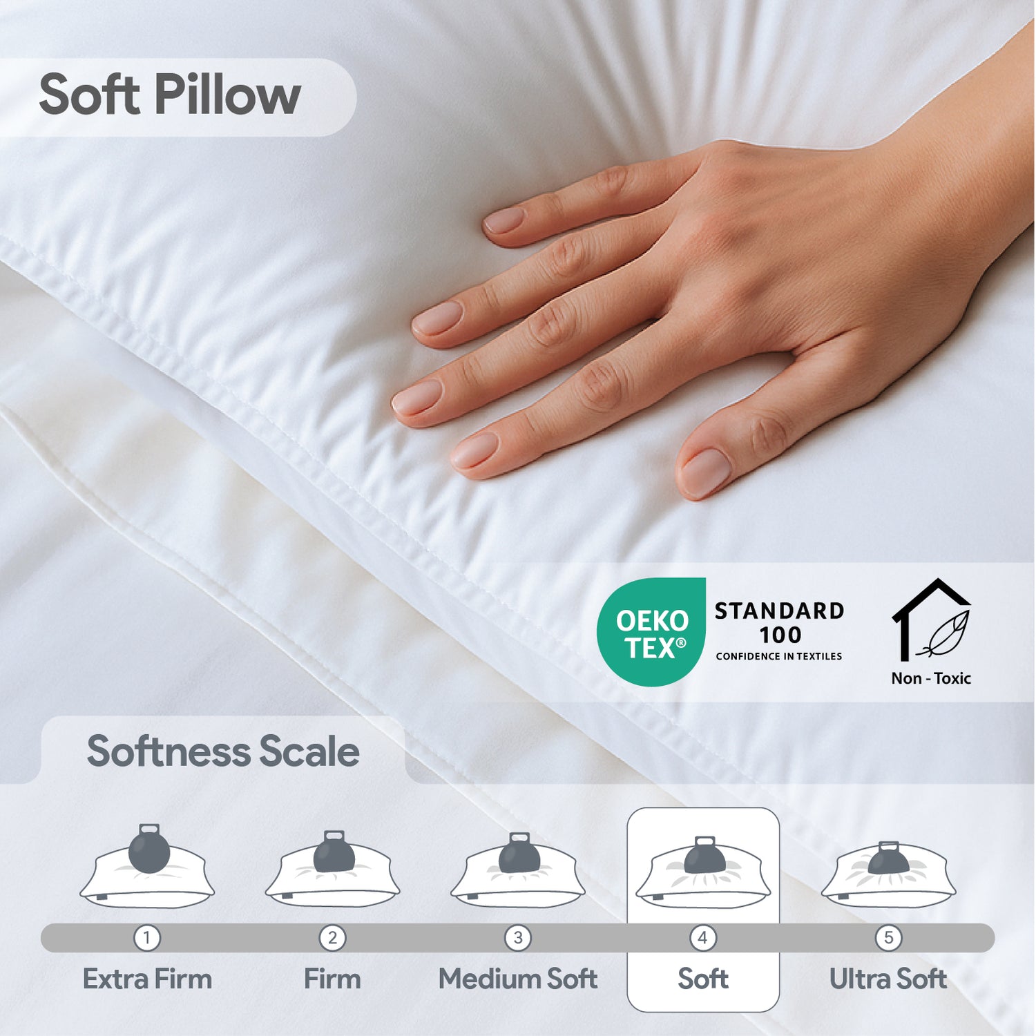 White Story Down Alternative Pillow, White -Twin Pack