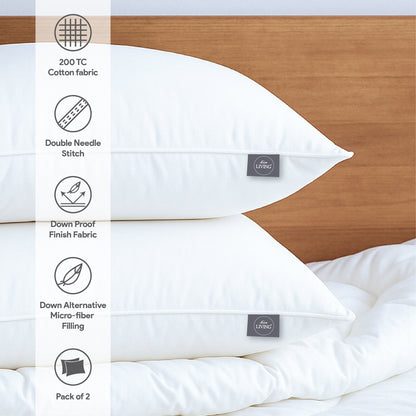 White Story Down Alternative Pillow, White -Twin Pack