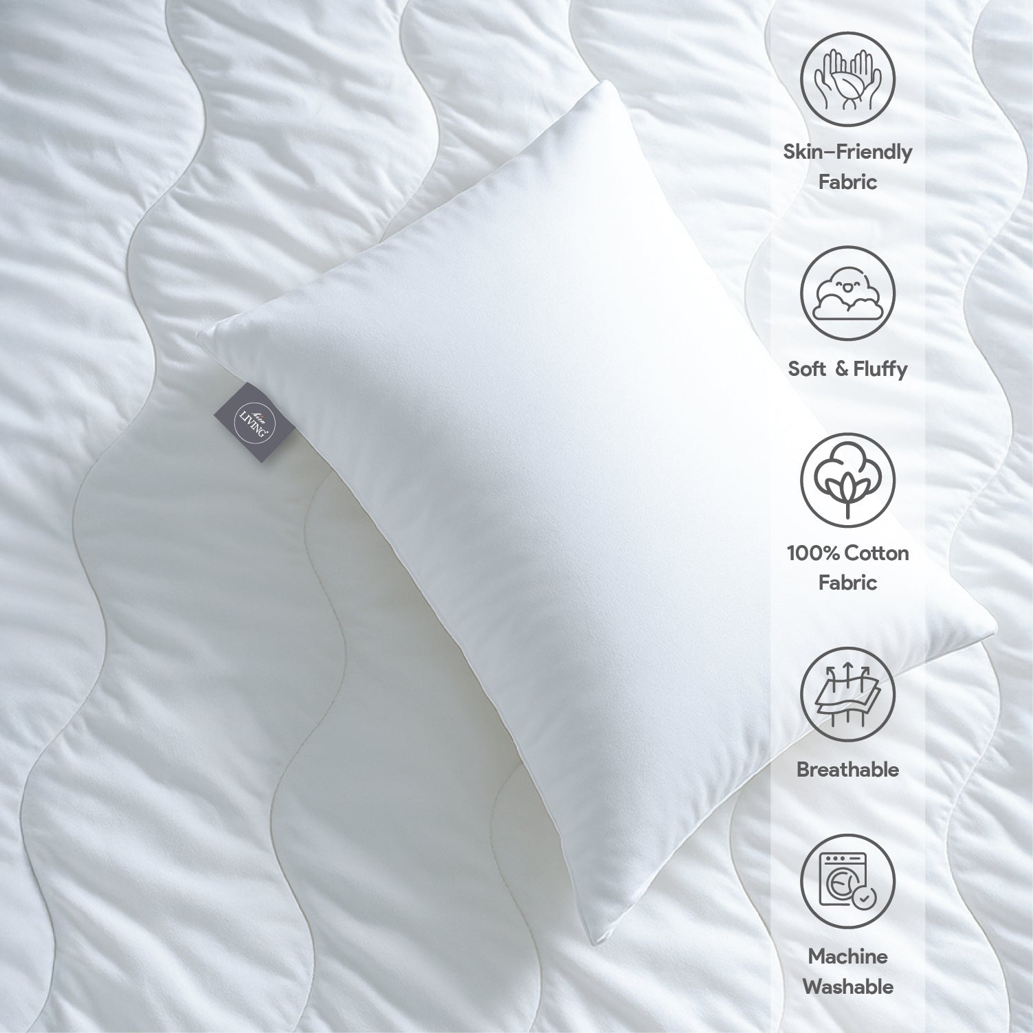 White Story Down Alternative Pillow, White -Twin Pack