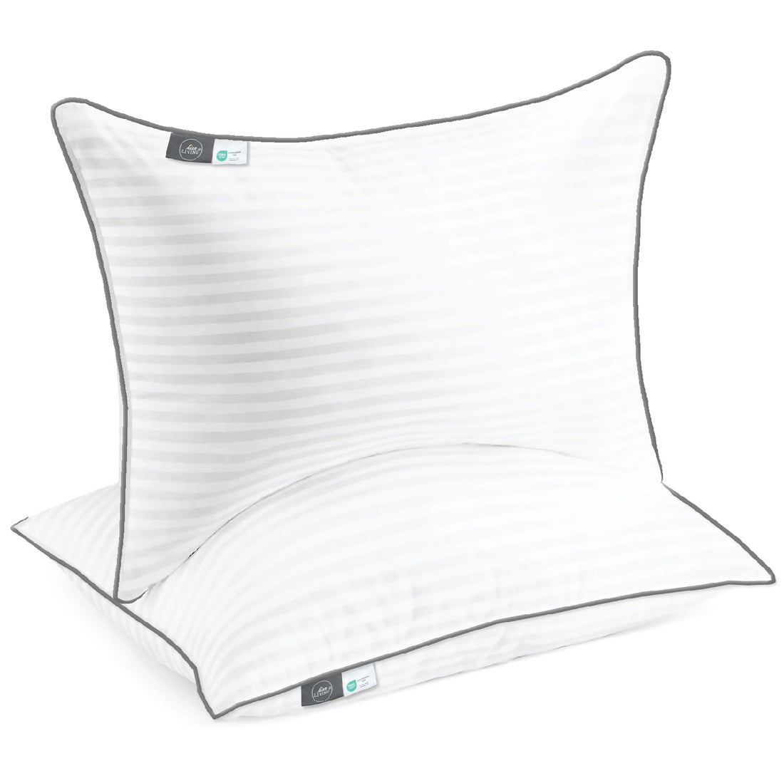 Firm Stripe, Firm Microfiber Pillow, White