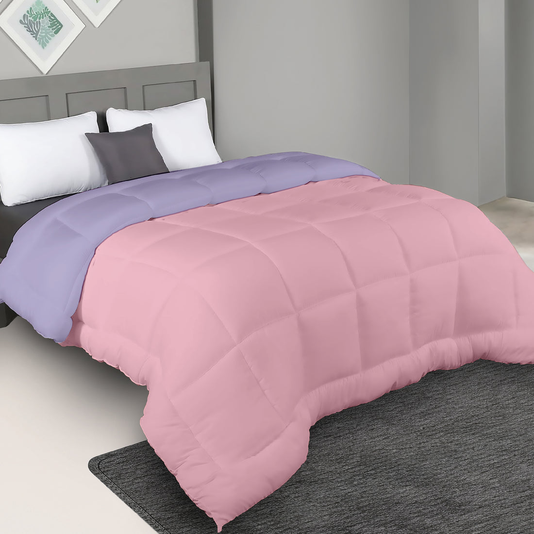 Plush Reversible Comforter Down Alternative, Wisteria + Crystal Rose