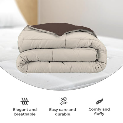 Plush Reversible Microfiber Comforter | Blanket, Quilt, Duvet, 110 GSM Peached Extra Soft Microfiber Fabric